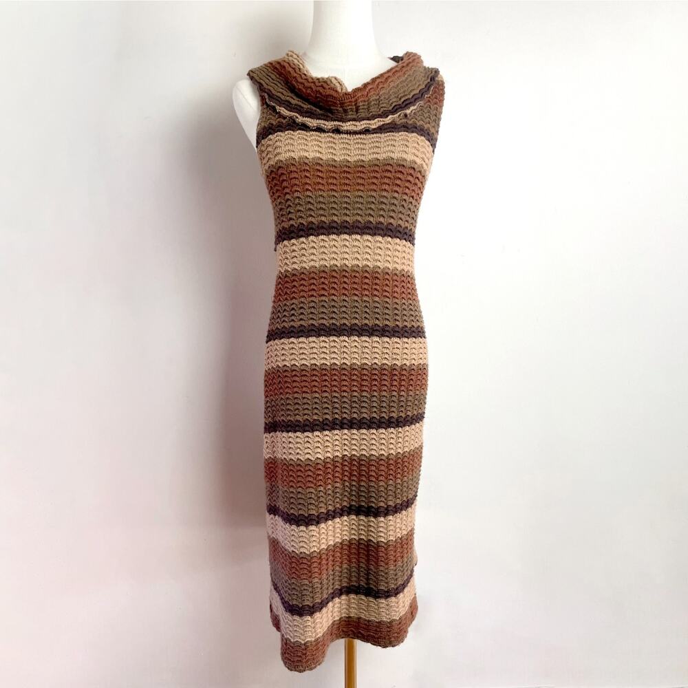 Vintage Y2K Sleeveless Sweater Dress Fairy Grunge Granola Brown Earth Tone Indie